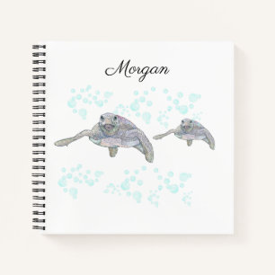 Carnet Tortue de mer Dessin original coloré Personnalisé