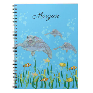 Carnet Tortue de mer Dessin original coloré Personnalisé