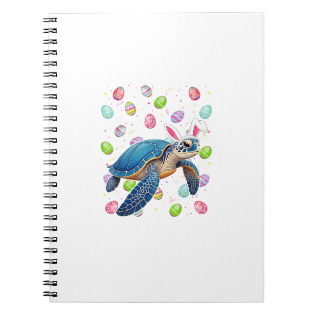 Carnet Tortue de mer Joyeuses Pâques Chasse aux œufs Lapi (Devant)