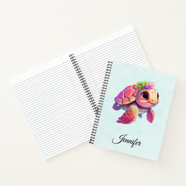 Carnet Tortue de mer rose Whimsical & mignon (Intérieur)
