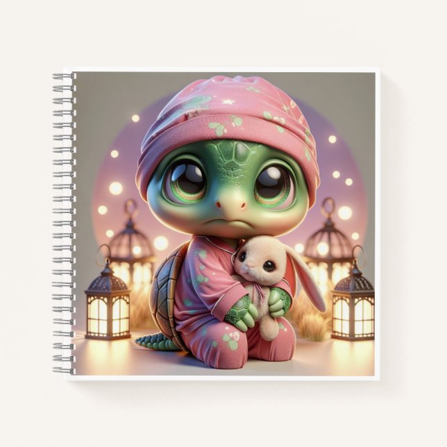 Carnet Tortue en pyjama rose, de Natasha Us   (Devant)