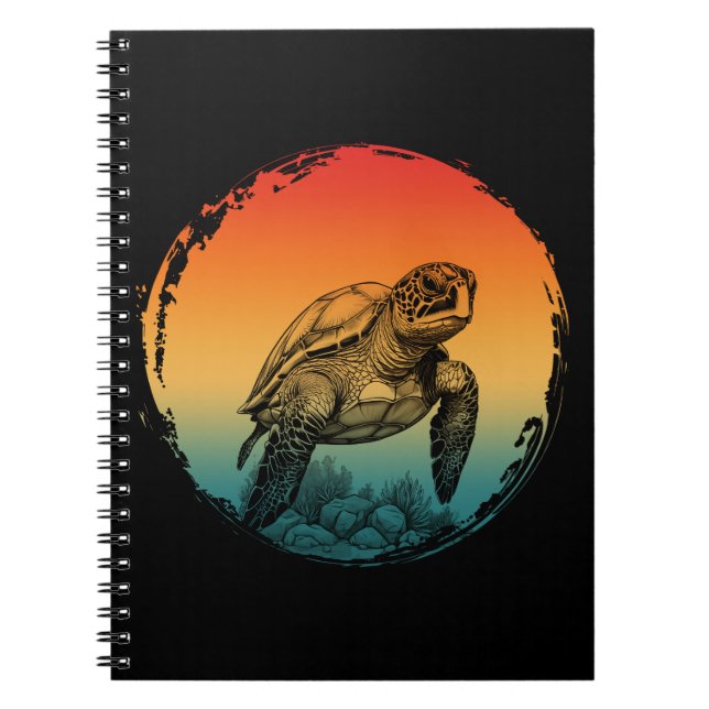 Carnet tortue été océan coucher de soleil  (Devant)