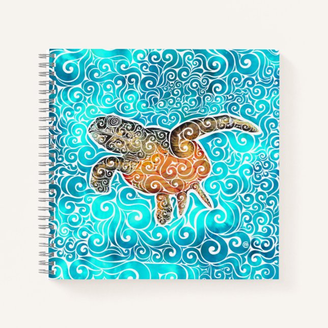 Carnet Tortue marine tourbillonnant (Devant)