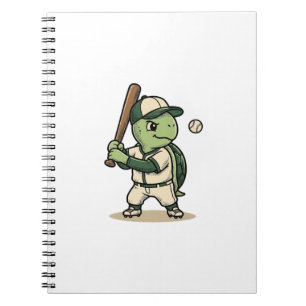 Carnet Tortue Mignonne Batteur de Baseball Art Vectoriel