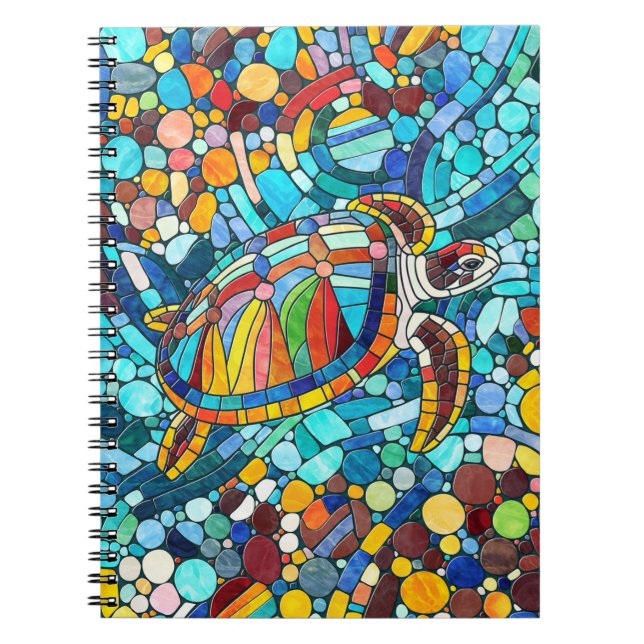Carnet Tortue mosaïque colorée (Devant)