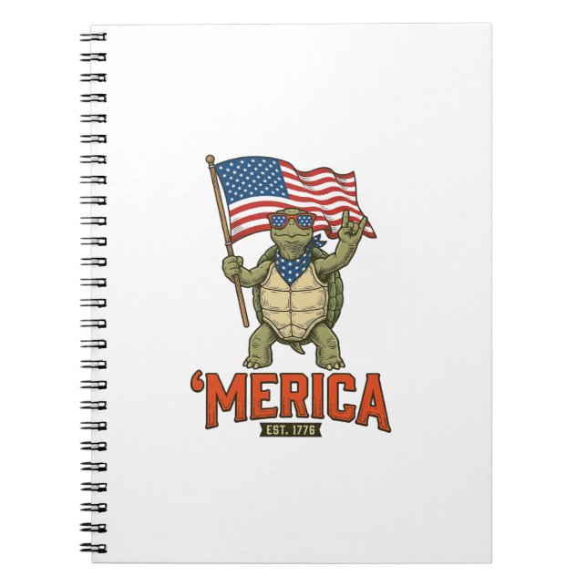 Carnet Tortue Patriotique ‘Merica Vintage Vector (Devant)