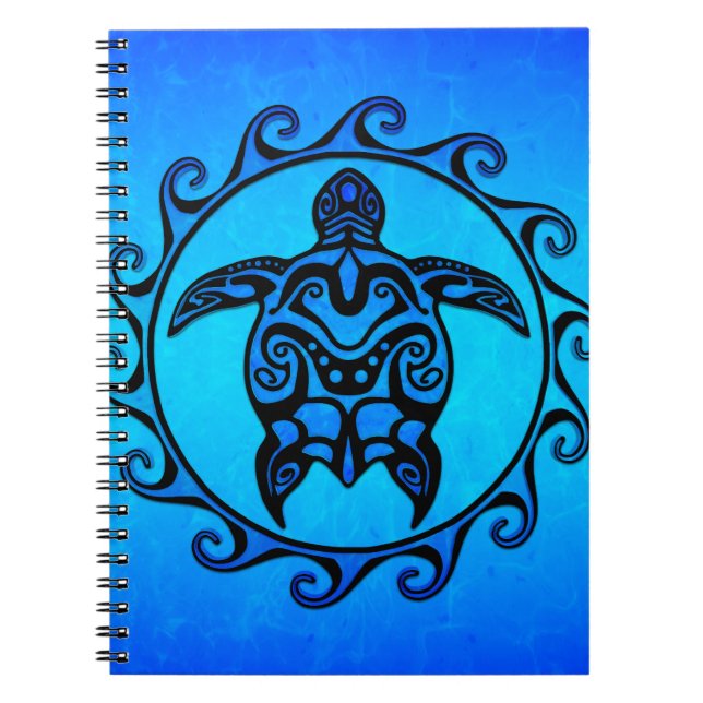 Carnet Tortue tribale bleue Sun (Devant)