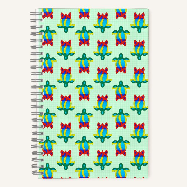 Carnet Tortue tribale des couleurs de l'île Rasta (Recto)