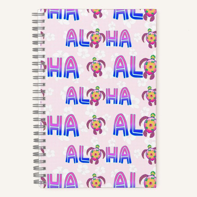 Carnet Tortue tropicale hawaïenne rose violet (Recto)