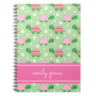 Carnet Tortues douces   Tortues roses et vertes Preppy
