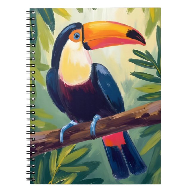 Carnet Toucan Oiseau Tropical Coloré Aquarelle (Devant)