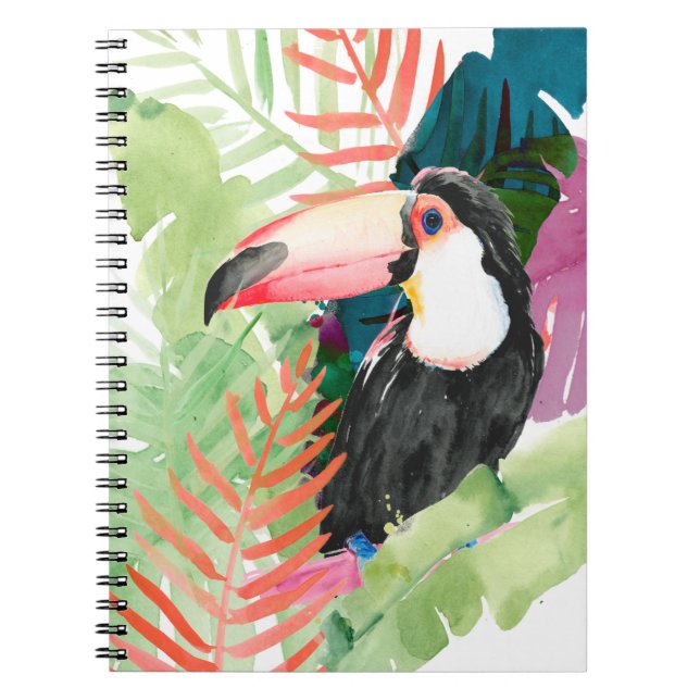 Carnet Toucan Portrait with Tropical Leaves (Devant)