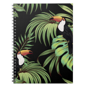 Carnet Toucan vintage tropical, couteau fleuri feuille pa