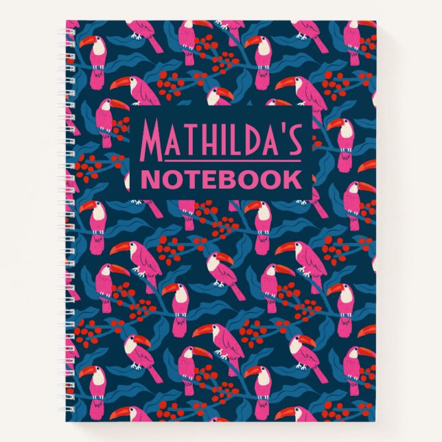 Carnet Toucans roses ludiques et vifs (Devant)
