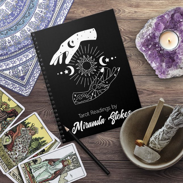 Carnet Toucher Céleste Tendance Soleil & Lune Mains Noir (Celestial Touch Trendy Sun & Moon Hands Black Notebook)