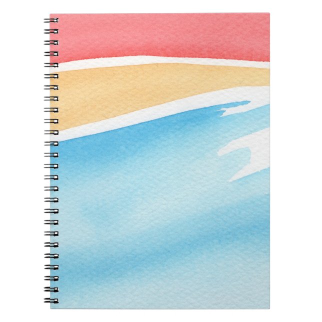 Carnet Touches d'aquarelle rouge orange et bleu Cool (Devant)