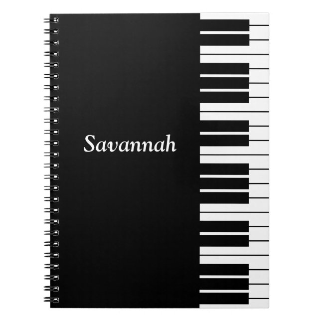 Carnet Touches de Clavier de Piano, Noires et Blanches (Devant)