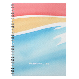 Carnet Touches de peinture aquarelle personnalisées rouge