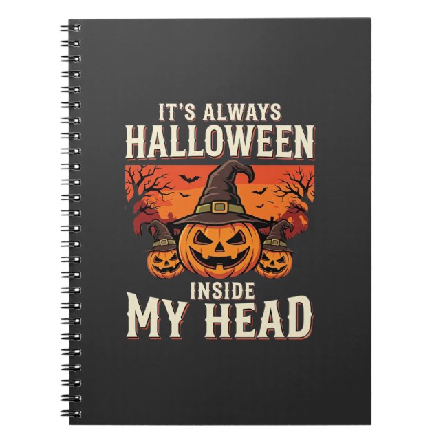 Carnet Toujours citrouille de Halloween Sorcière Design_1 (Devant)