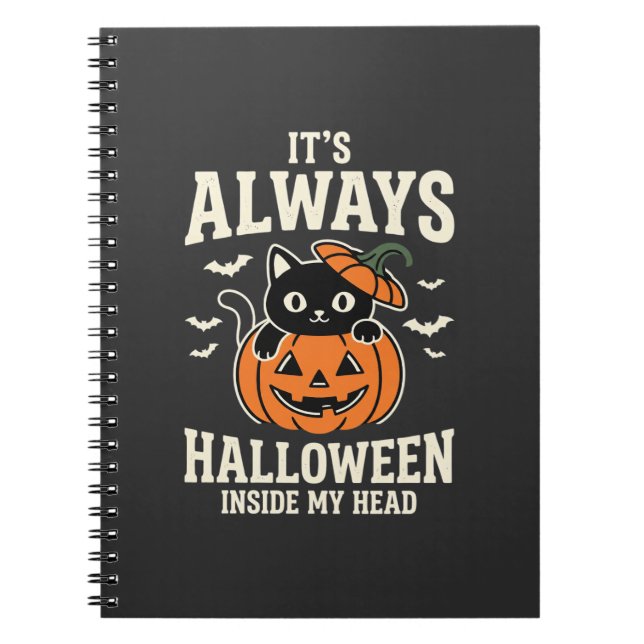 Carnet Toujours Halloween Chat Noir Design de Citrouille (Devant)