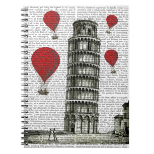 Carnet Tour de Pise et de ballons à air d'un rouge arden