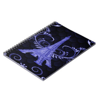 Carnet Tour Eiffel aux perles florales violettes