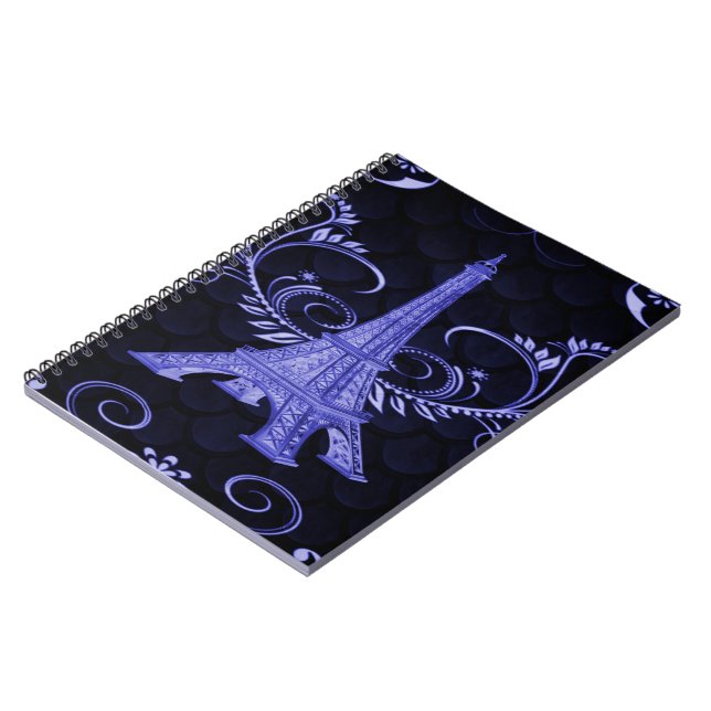Carnet Tour Eiffel aux perles florales violettes (Côté gauche)