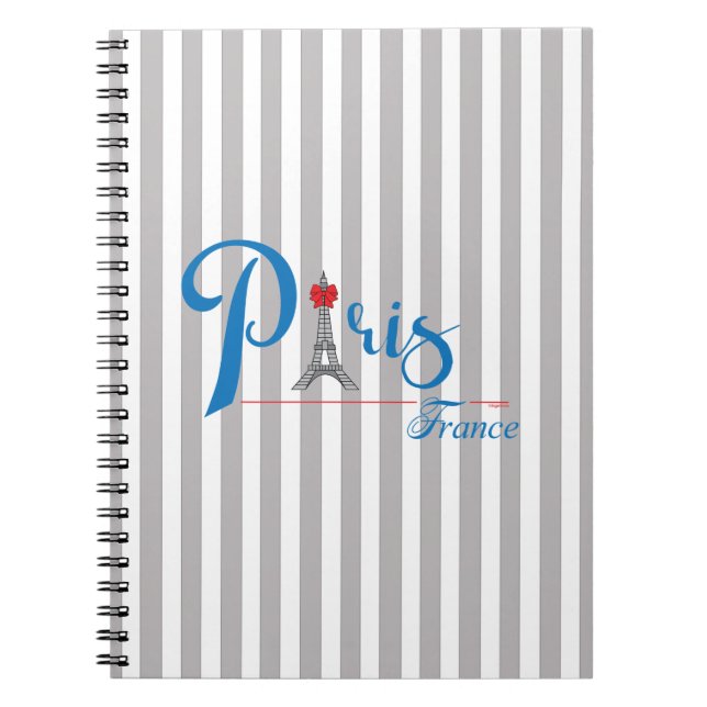 Carnet Tour Eiffel - Bow en texte bleu (Devant)