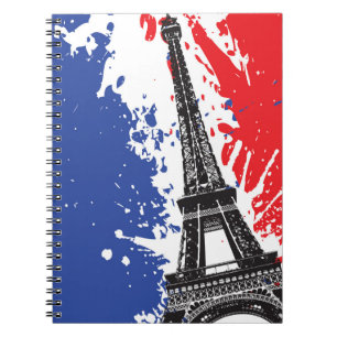 Carnet Tour Eiffel drapeau grunge de Paris, France