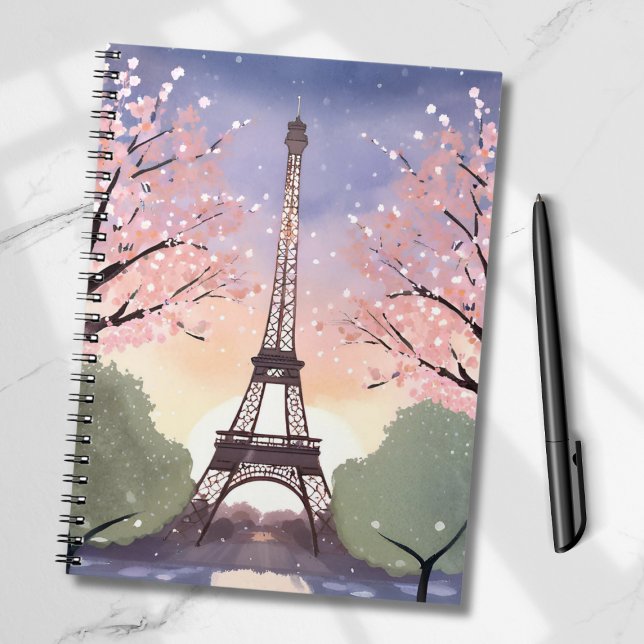 Carnet Tour Eiffel en fleurs | Aquarelle Paris France (Créateur téléchargé)