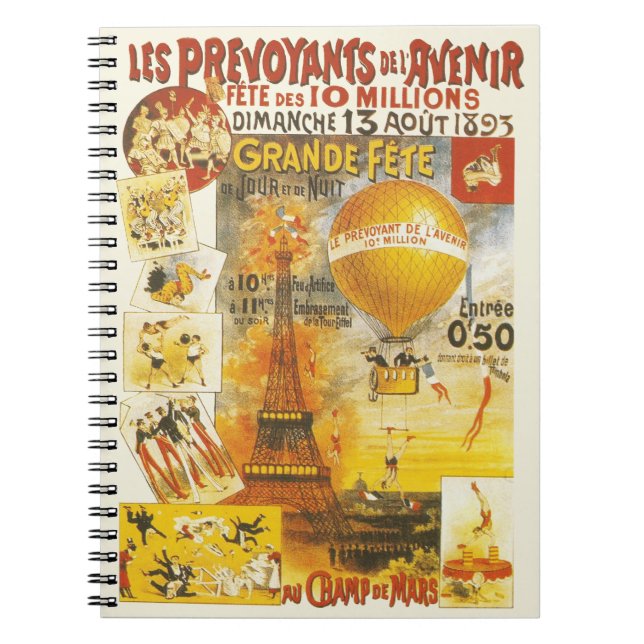 Carnet Tour Eiffel et ballon vintage (Devant)