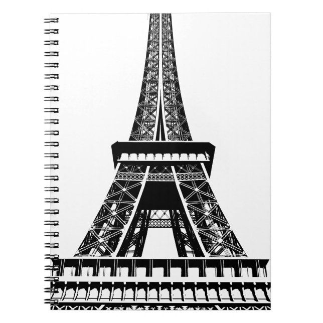 Carnet Tour Eiffel noir blanc Paris France Art (Devant)