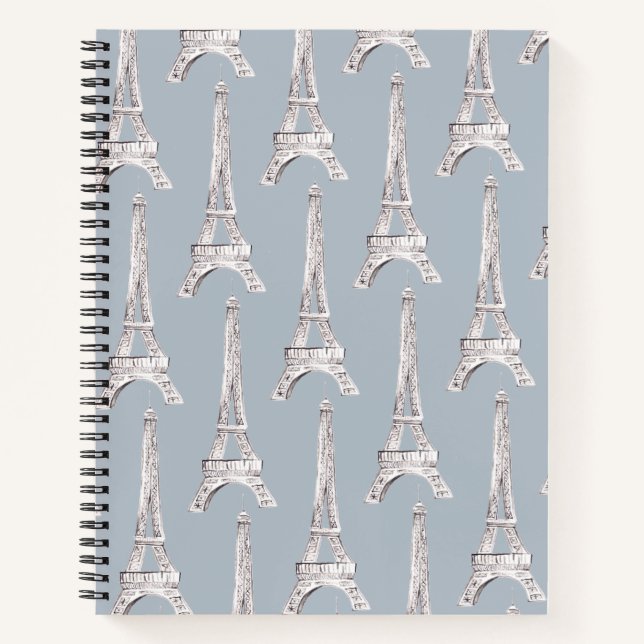Carnet Tour Eiffel Paris Motif Français Aquarelle (Devant)