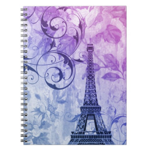 Carnet Tour Eiffel pourpre chic assez girly de Paris de