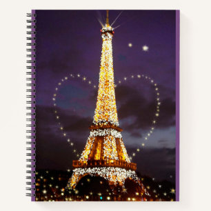 Carnet Tour Eiffel scintillante au coeur