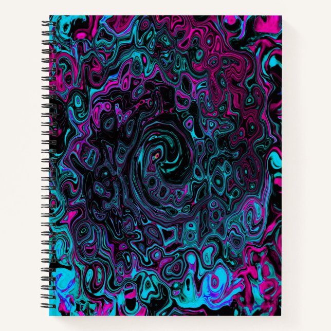 Carnet Tourbillon Abstrait Aqua Magenta et Noir (Devant)