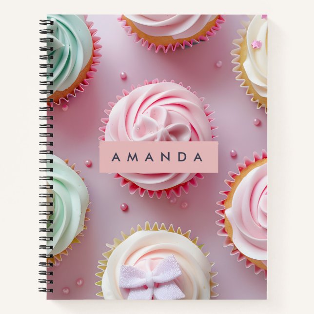 Carnet Tourbillon de Cupcake Pastel Personnalisé (Devant)