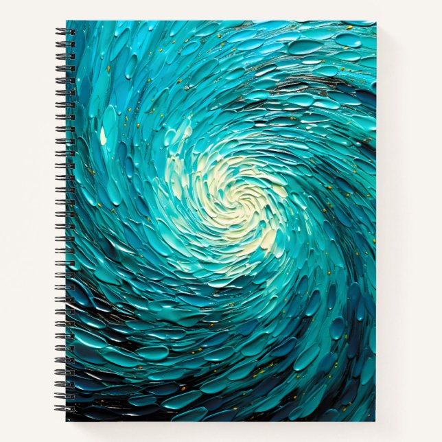 Carnet Tourbillon océan turquoise abstrait (Devant)