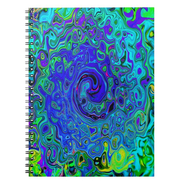 Carnet Tourbillonnement Liquide Abstrait Violet Bleu Rétr (Devant)