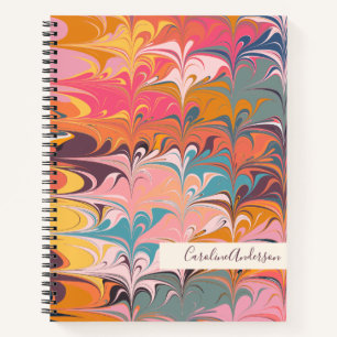 Carnet Tourbillons de marbre abstrait coloré personnalisé
