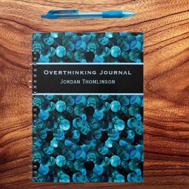 Carnet Tourbillons en bleu clair sarcelle aqua et noir St (Créateur téléchargé)