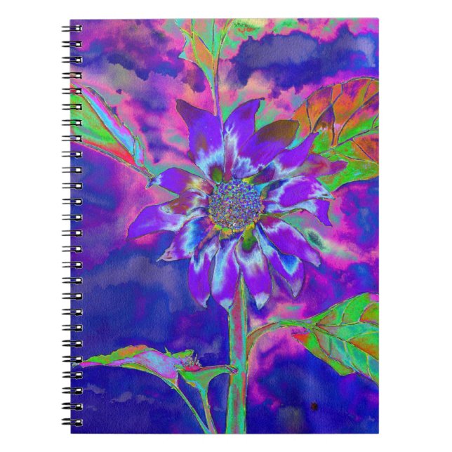 Carnet Tournesol bleu Abstrait | retro funky (Devant)