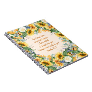 Carnet Tournesol Floral Bible Verse Garder la paix parfai