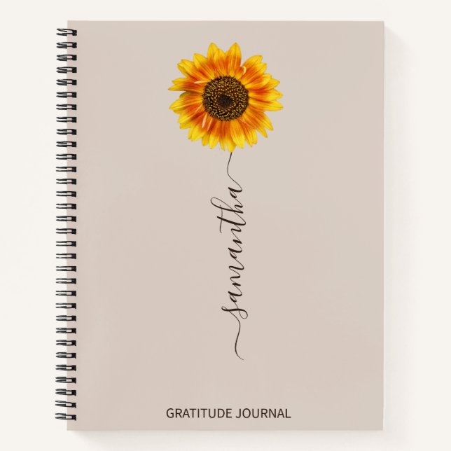 Carnet Tournesol Gratitude Journal, Droit de l'attraction (Devant)