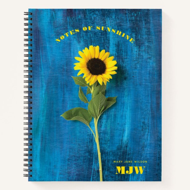 Carnet Tournesol jaune et bleu vif (Devant)
