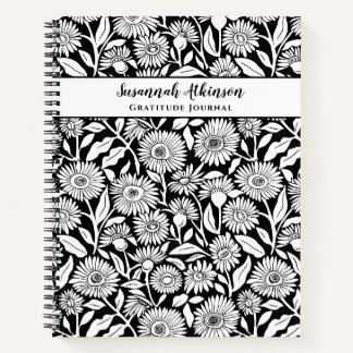 Carnet Tournesol minimaliste noir et blanc