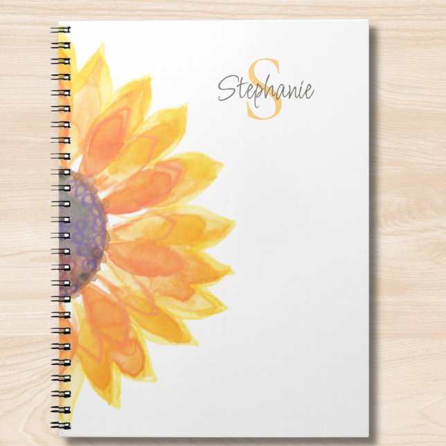 Carnet Tournesol Monogramme Personnalisé  (Créateur téléchargé)