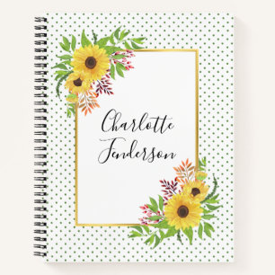 Carnet Tournesols couleur jaune, cadre et pois