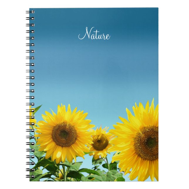 Carnet Tournesols élégants sur des nuances de bleu ciel (Devant)