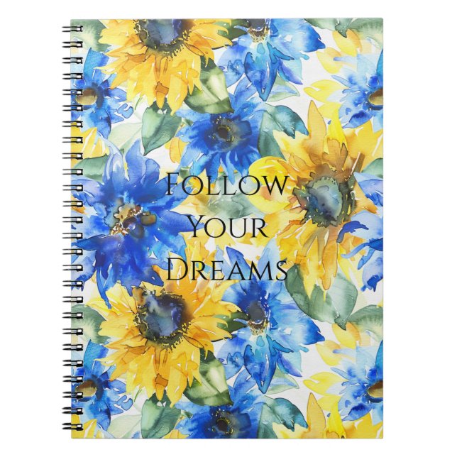 Carnet Tournesols jaunes bleus (Devant)